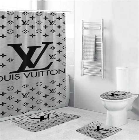 louis vuitton bathroom set with shower curtain|Louis Vuitton grass wall decor.